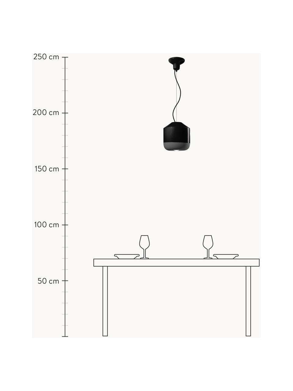 Kleine Pendelleuchte Bellota, handgefertigt, Lampenschirm: Keramik, Baldachin: Aluminium, pulverbeschich, Schwarz, Ø 24 x H 25 cm