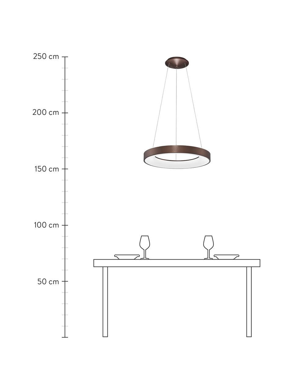 Dimbare LED hanglamp Rando in brons, Lampenkap: gecoat aluminium, Diffuser: acryl, Baldakijn: gecoat aluminium, Bronskleurig, Ø 60 x H 6 cm