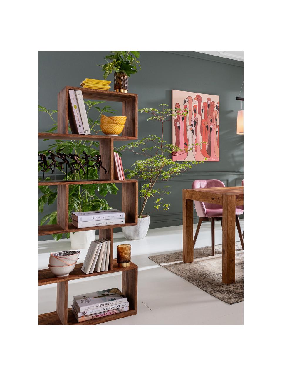 Staande plank Authentico Zick Zack gemaakt van sheesham hout, Massief sheesham hout, Sheesham hout, gelakt, B 60 x H 150 cm
