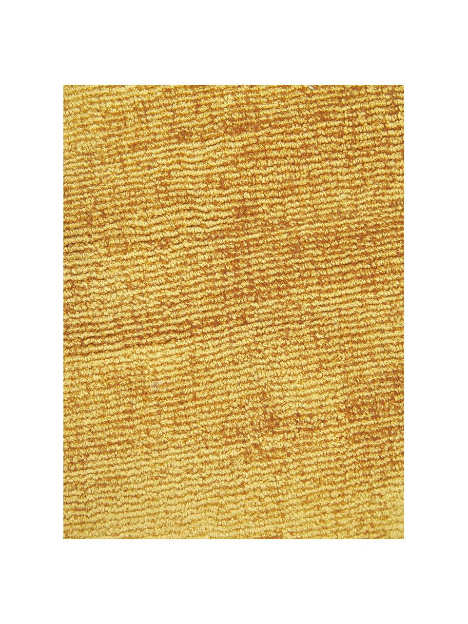 Handgeweven viscose vloerkleed Jane, Onderzijde: 100% katoen, Zonnengeel, B 200 x L 300 cm (maat L)