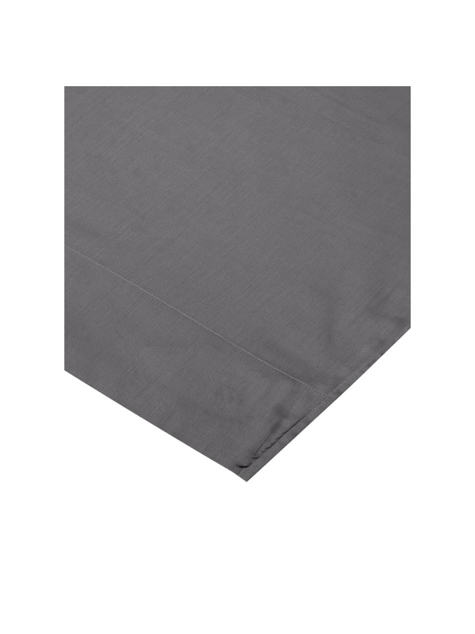 Drap plat en satin de coton gris foncé Comfort, Gris foncé, larg. 240 x long. 300 cm