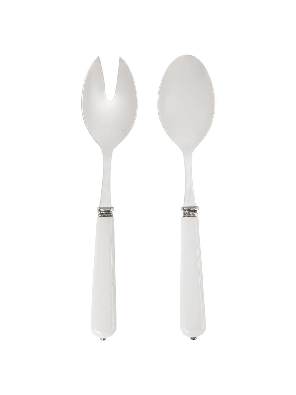 Cubiertos para ensalada Lucie, 2 pzas., Acero inoxidable, plástico, Acero, blanco, L 26 cm