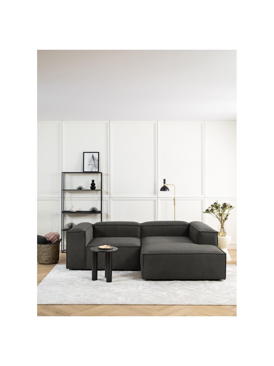 Narożna sofa modułowa Lennon, Tapicerka: 100% poliester Dzięki tka, Stelaż: lite drewno sosnowe z cer, Nogi: tworzywo sztuczne, Antracytowa tkanina, S 238 x G 180 cm, prawostronna