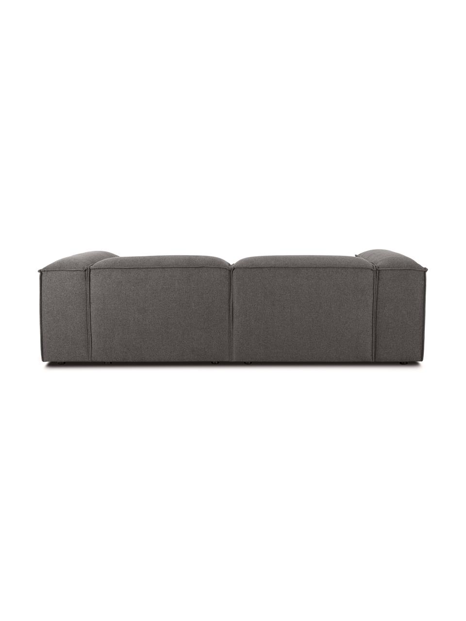 Modulaire hoekbank Lennon, Bekleding: 100% polyester, Frame: massief grenenhout FSC-ge, Poten: kunststof, Geweven stof donkergrijs, B 238 x D 180 cm, hoekdeel rechts