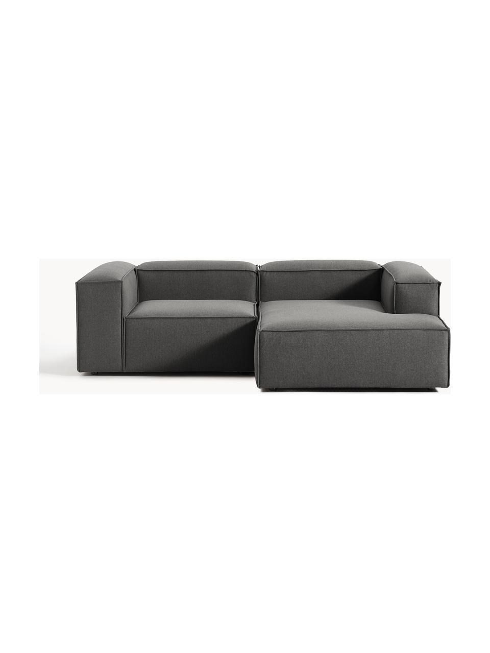 Modulares Ecksofa Lennon, Bezug: 100 % Polyester Der strap, Gestell: Massives Kiefernholz, Spe, Füße: Kunststoff Dieses Produkt, Webstoff Anthrazit, B 238 x T 180 cm, Eckteil rechts