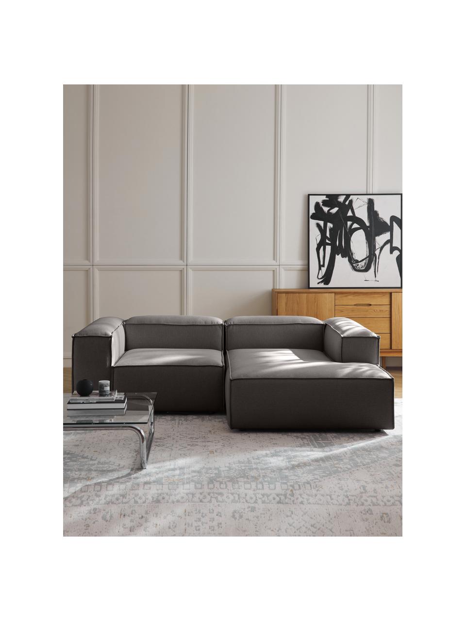 Modulares Ecksofa Lennon, Bezug: 100 % Polyester Der strap, Gestell: Massives Kiefernholz, Spe, Füße: Kunststoff Dieses Produkt, Webstoff Anthrazit, B 238 x T 180 cm, Eckteil rechts