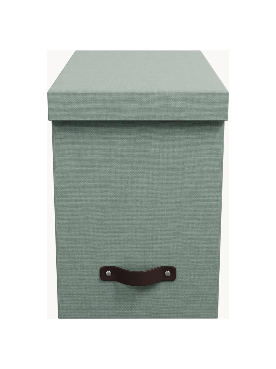 Caja organizadora Jahan, Organizador: cartón forrado con estama, Verde salvia, marrón oscuro, An 19 x L 35 cm