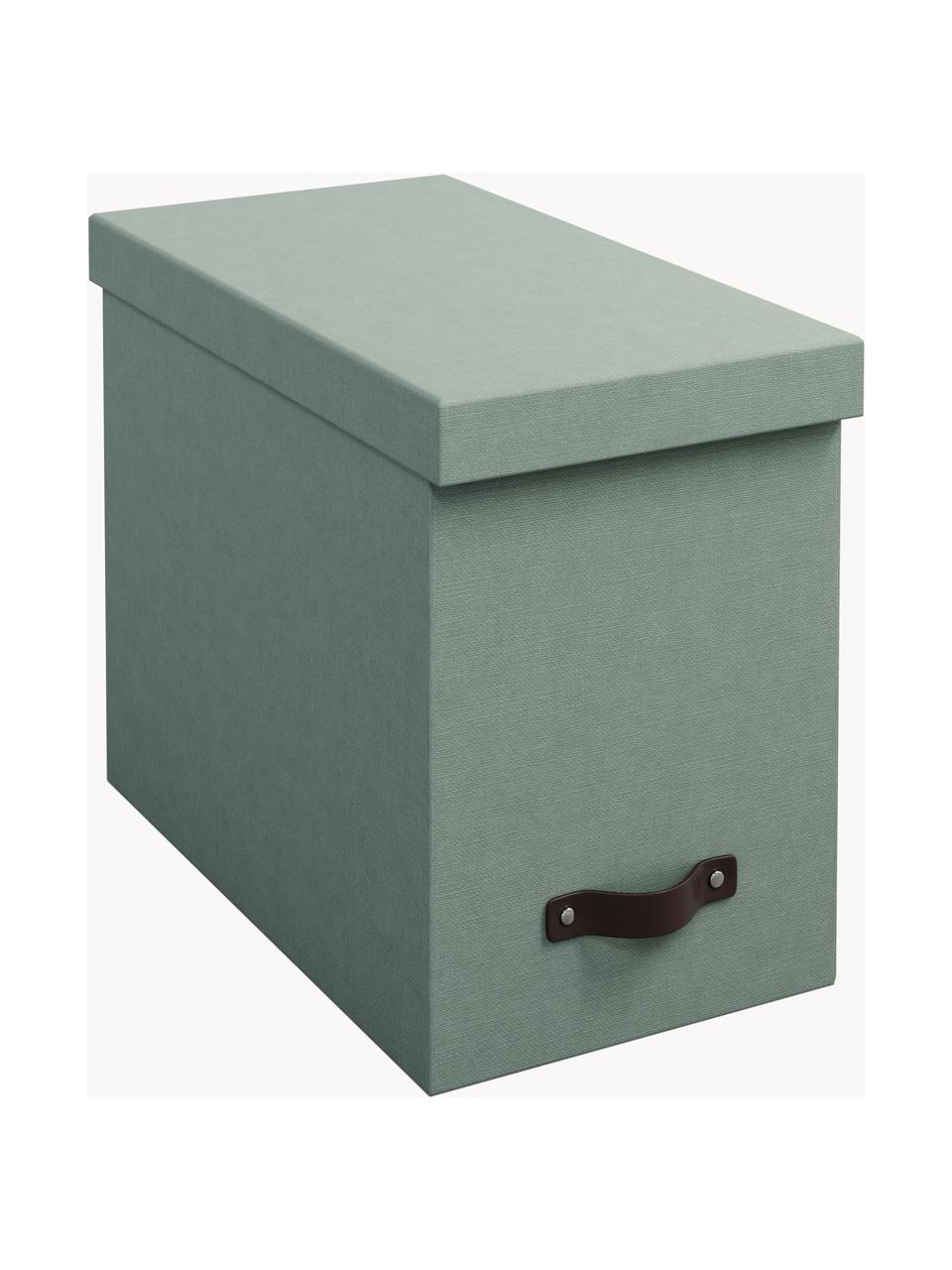 Caja organizadora Jahan, Organizador: cartón forrado con estama, Verde salvia, marrón oscuro, An 19 x L 35 cm