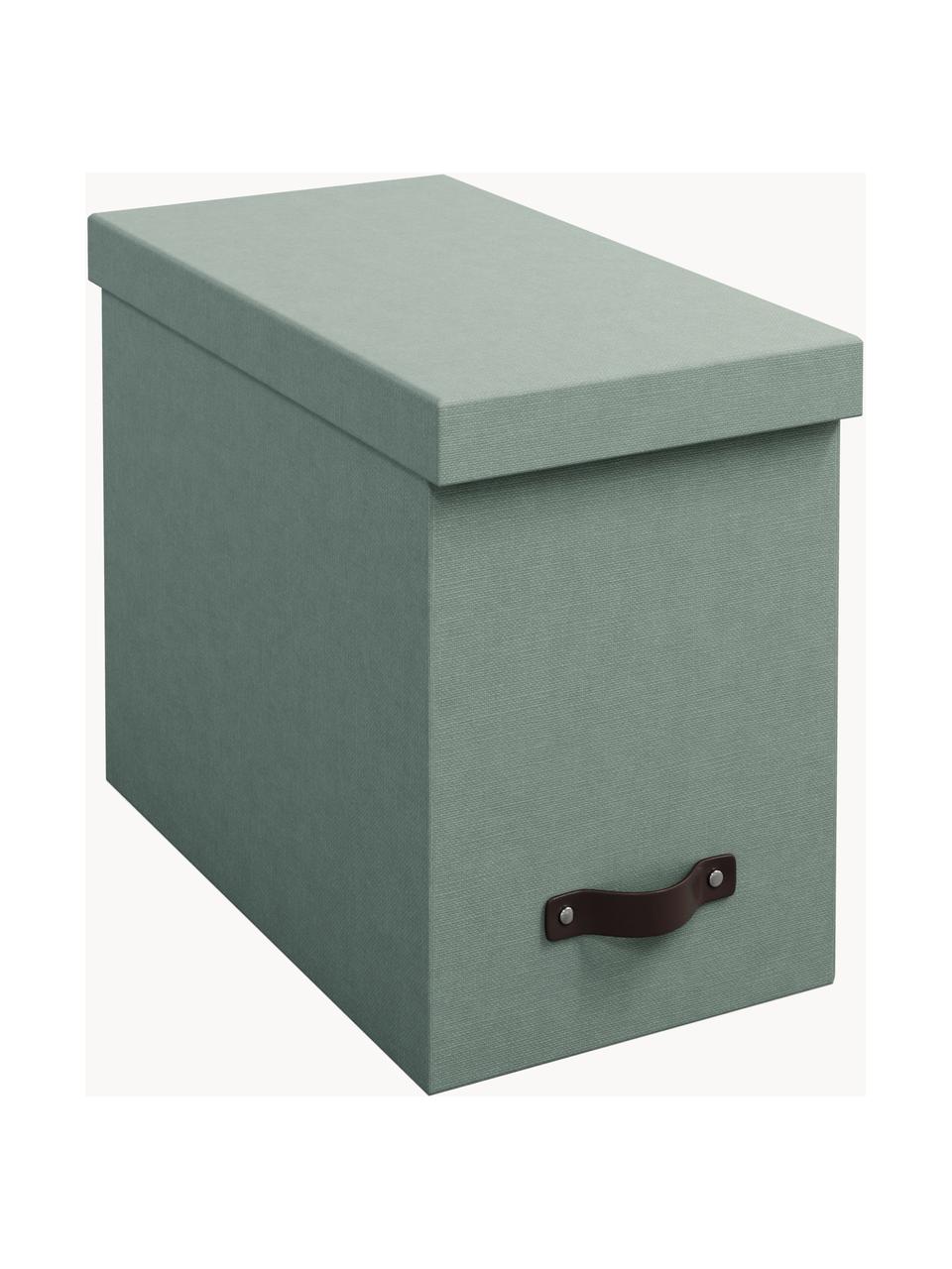 Caja organizadora Jahan, Organizador: cartón forrado con estama, Verde salvia, marrón oscuro, An 19 x L 35 cm