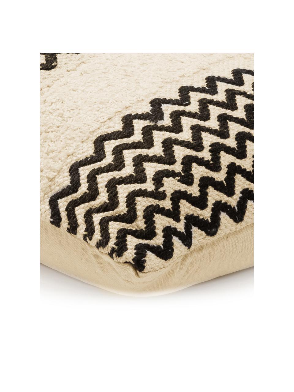 Poduszka z wypełnieniem Loa, 100% bawełna, Odcienie kremowego, czarny, S 40 x D 60 cm