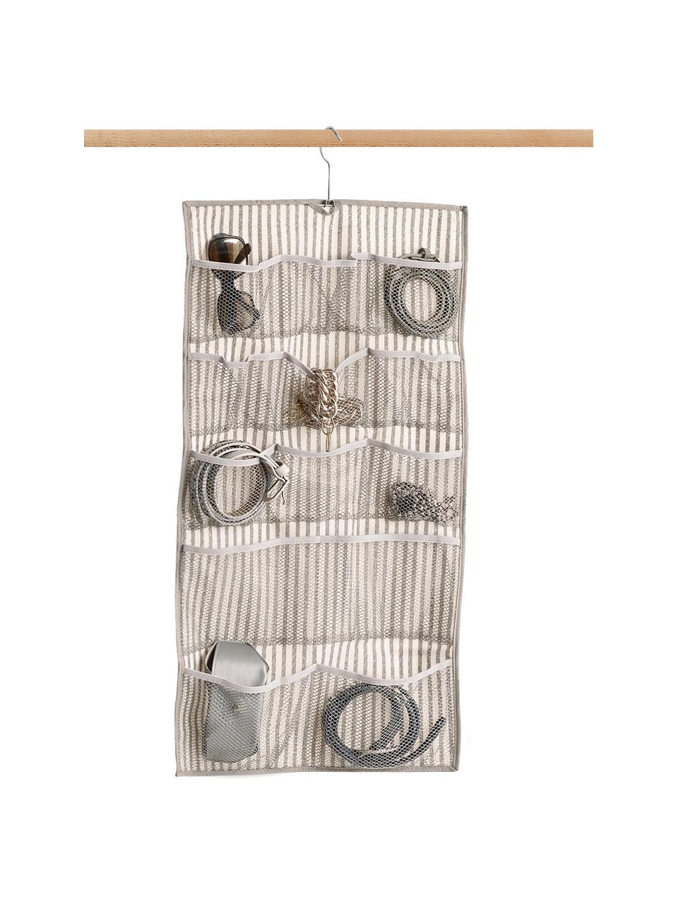 Hängender Schrank-Organizer Stripes mit 12 Fächern, 100% Polypropylen (Vlies), Beige, Cremeweiß, 40 x 80 cm