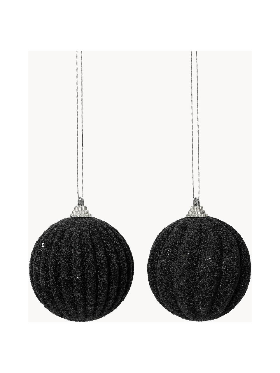 Boules de Noël Loop, 12 élém., Mousse, Noir, Ø 8 cm