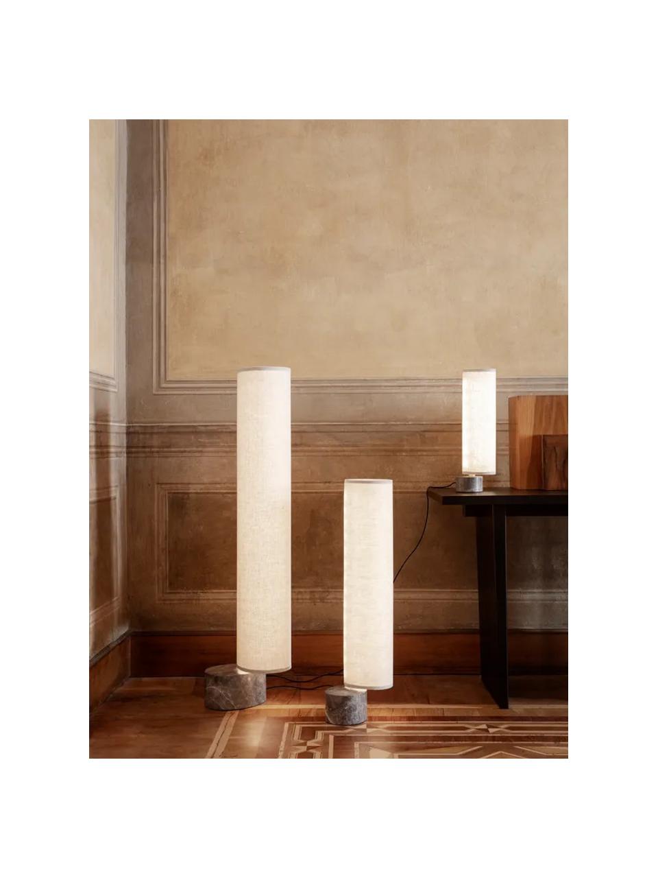 Dimbare LED vloerlamp Unbound met marmeren voet, verschillende formaten, Lampenkap: kunstvezel, Lampvoet: marmer, Wit, donkergrijs gemarmerd, H 120 cm
