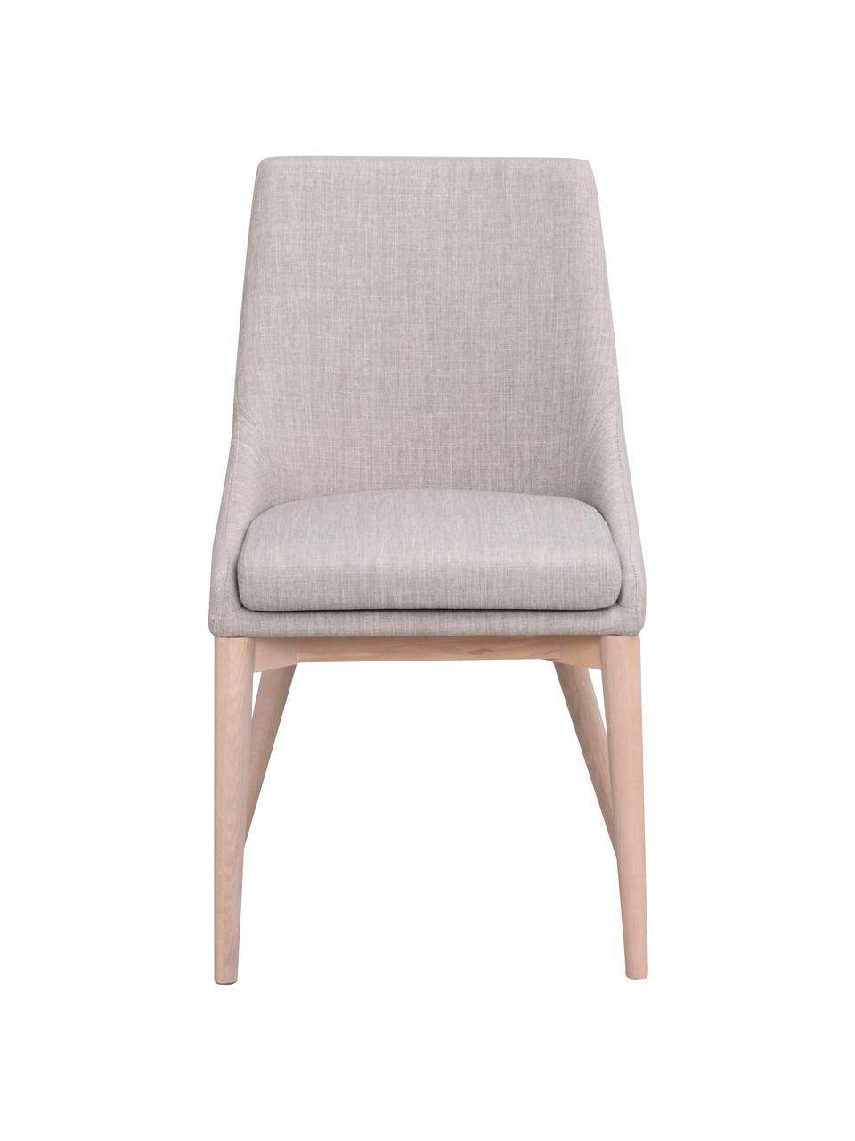 Gestoffeerde stoel Bea in lichtgrijs, Bekleding: 100% polyester, Frame: metaal, multiplex, Poten: eikenhout, massief, Lichtgrijs, eikenhoutkleurig, 51 x 61 cm