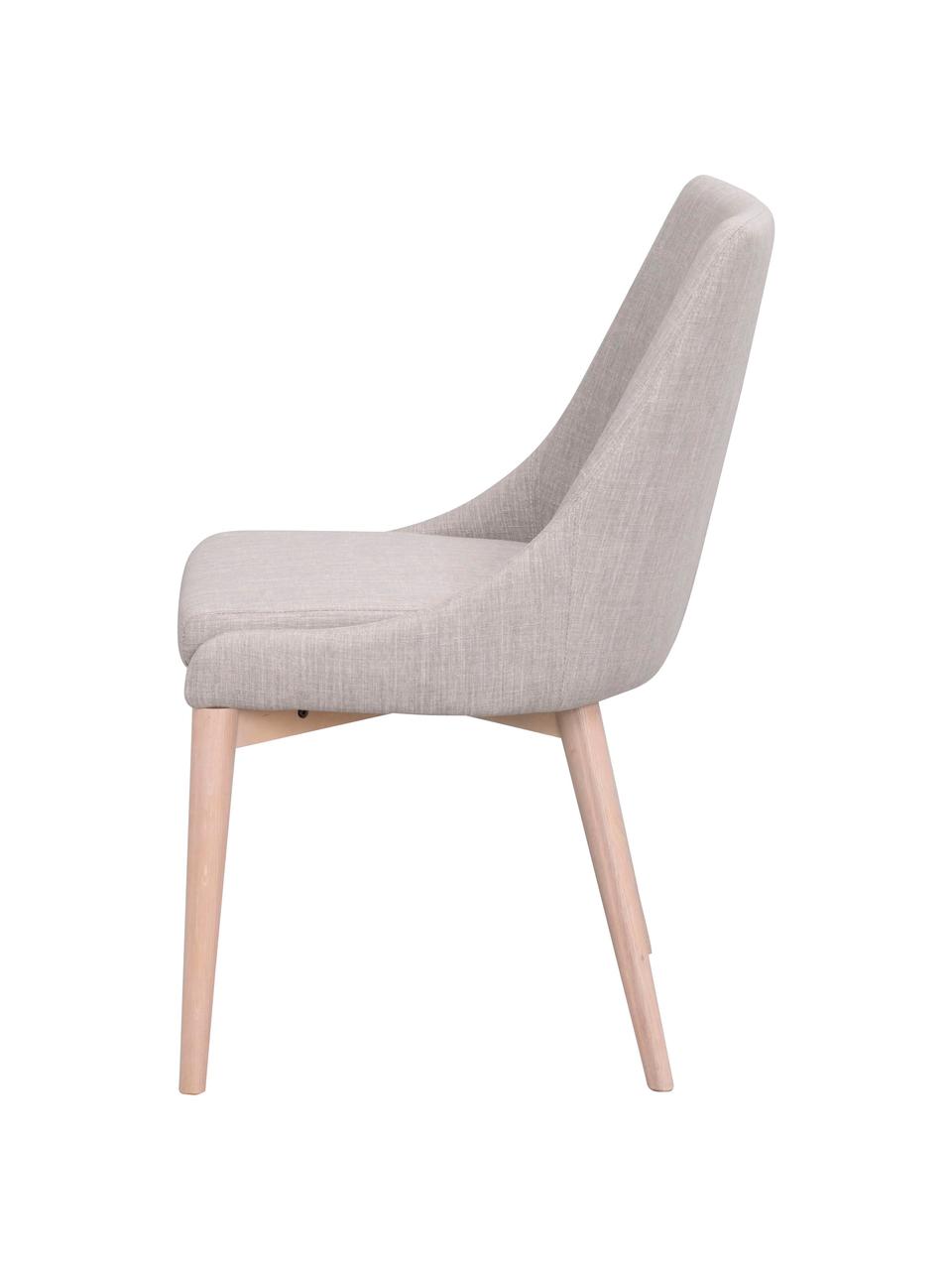 Chaise rembourrée scandinave Bea, Gris clair, bois de chêne