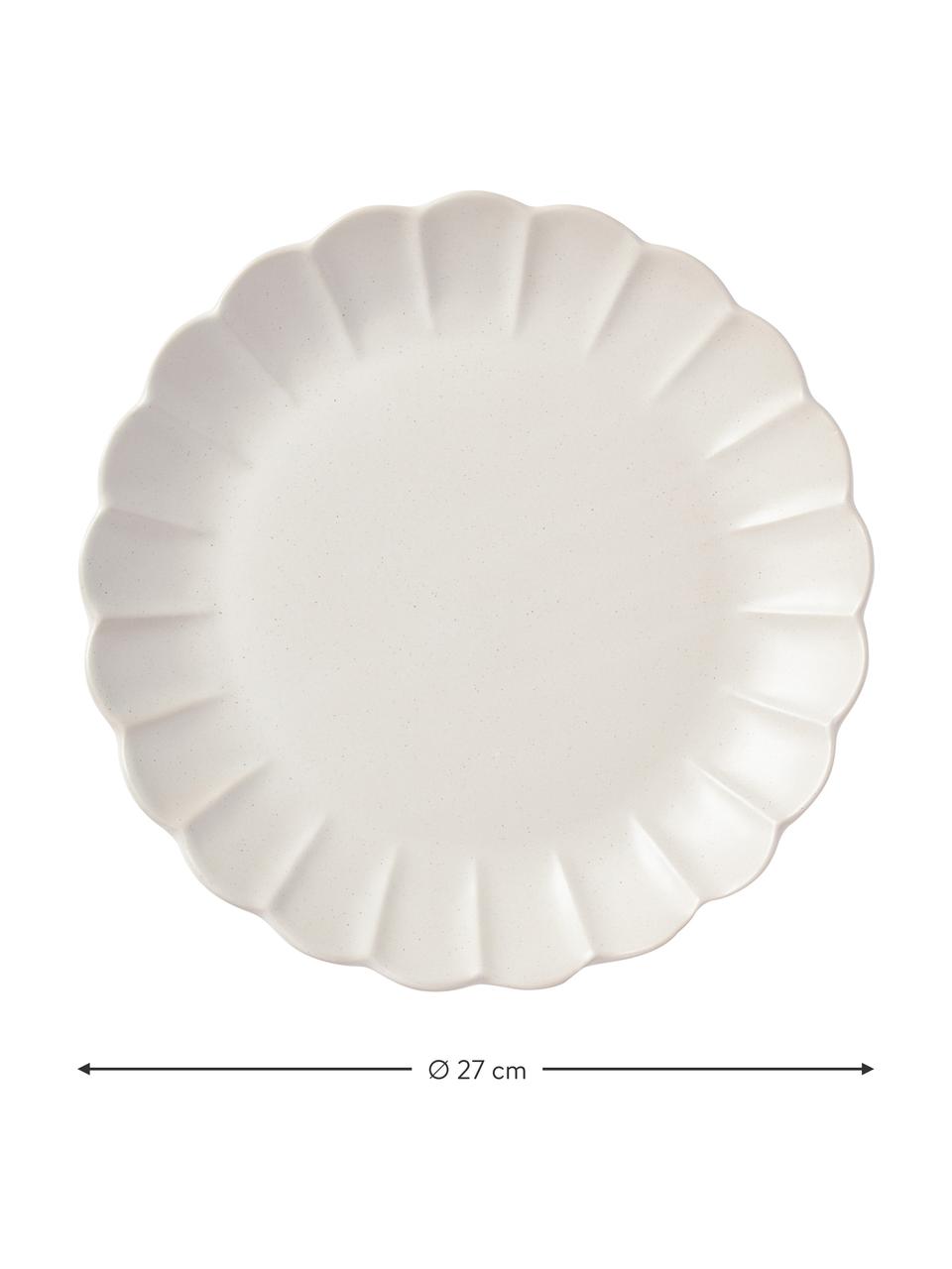Piatti piani Sabina 4 pz., Gres, Bianco, opaco, Ø 27 cm