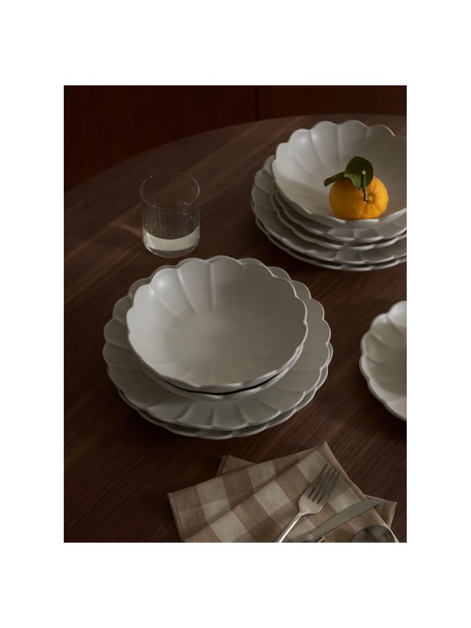 Assiettes plates Sabina, 4 pièces, Grès cérame, Blanc, mat, Ø 27 cm