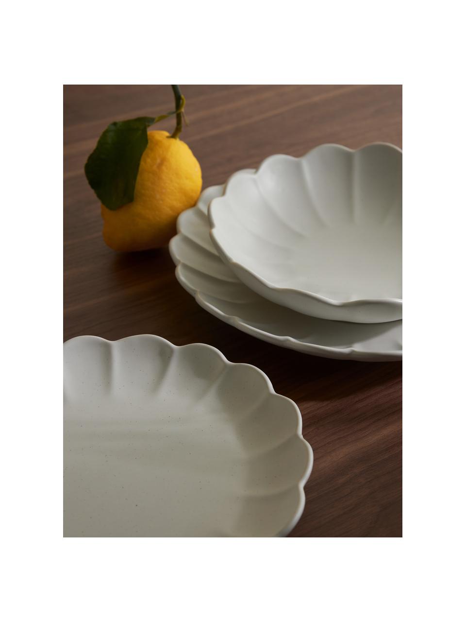 Speiseteller Sabina, 4 Stück, Steingut, Weiß, matt, Ø 27 cm