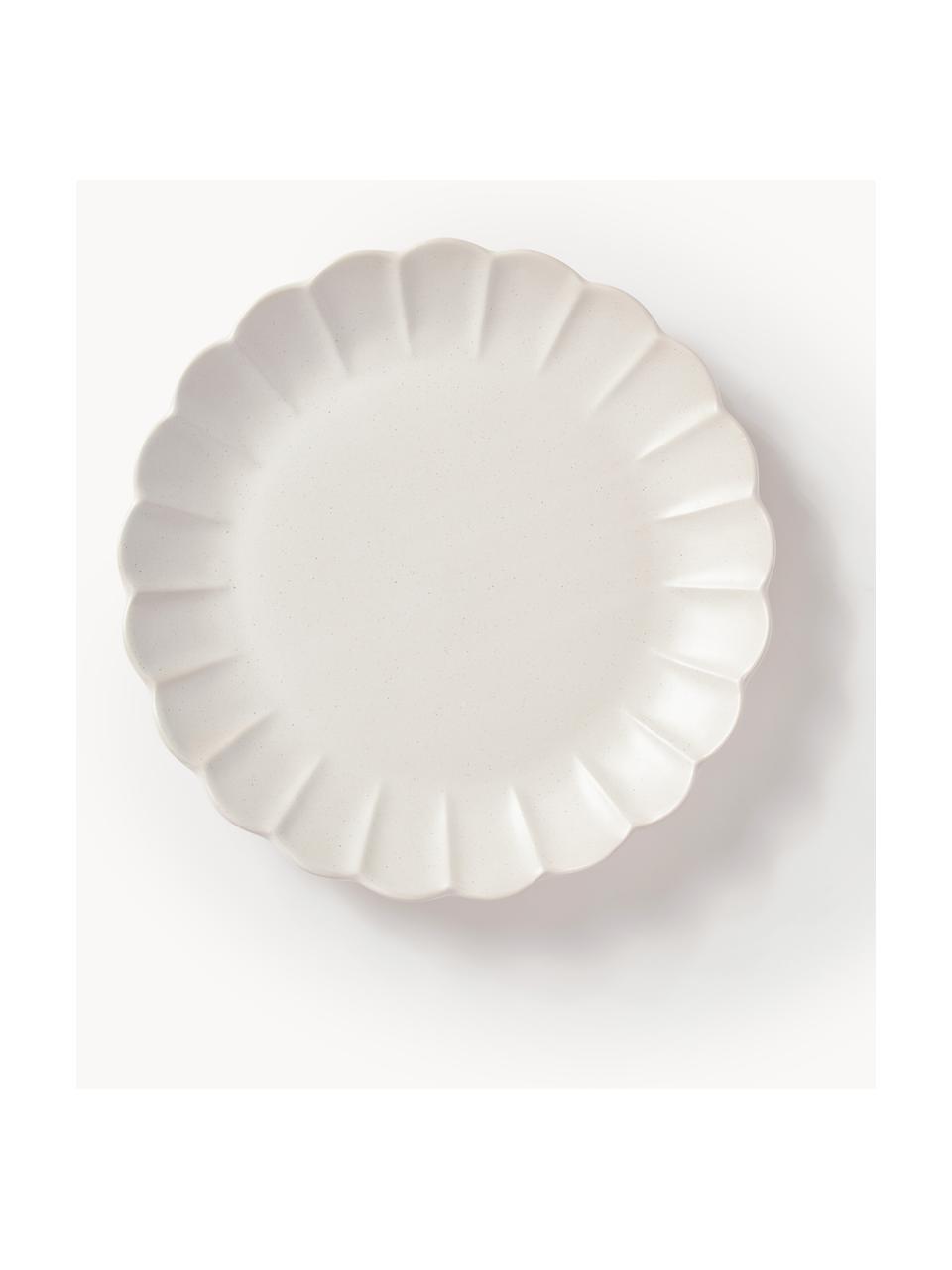 Mělké talíře Sabina, 4 ks, Kamenina, Tlumeně bílá, Ø 27 cm