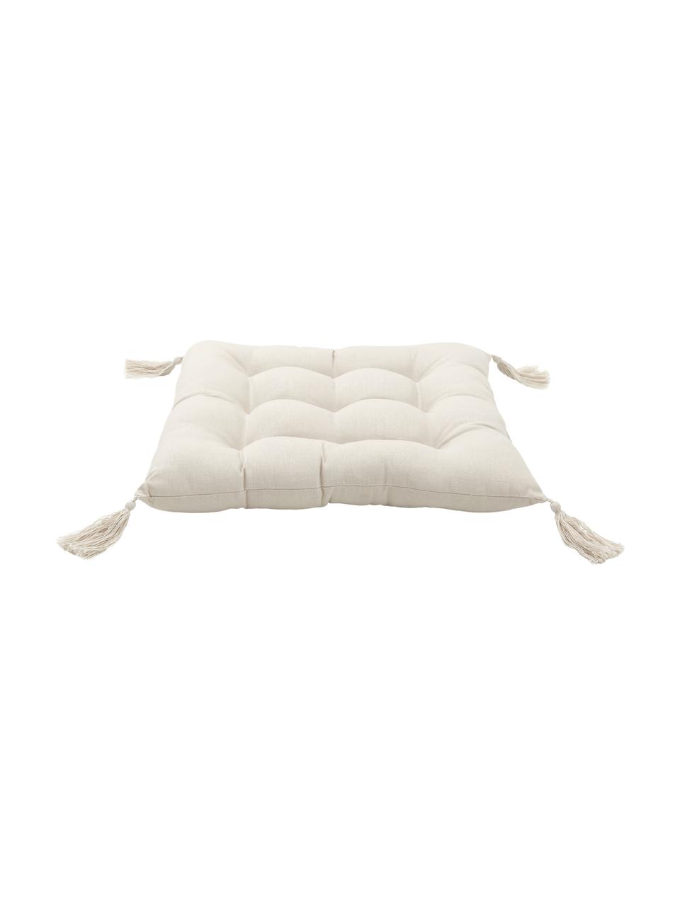 Cuscino sedia in cotone beige con nappe Ava, Rivestimento: 100% cotone, Beige, Larg. 40 x Lung. 40 cm
