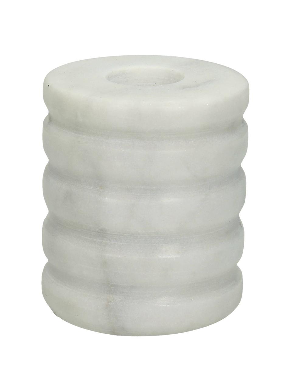 Marmor-Kerzenhalter Jim, Marmor, Weiss, marmoriert, Ø 5 x H 6 cm