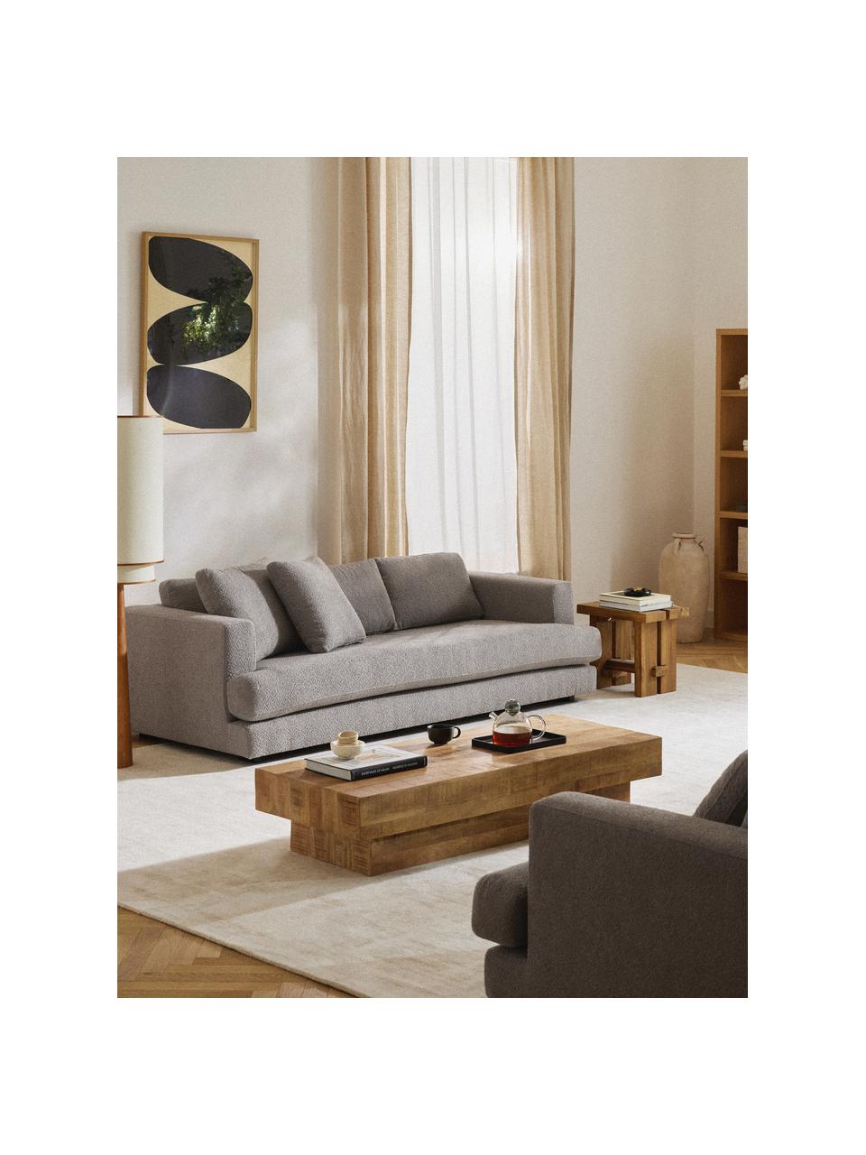 Bouclé-Sofa Tribeca (3-Sitzer), Bezug: Bouclé (93 % Polyester, 6, Gestell: Buchenholz, Kiefernholz, , Füße: Kiefernholz Dieses Produk, Bouclé Grau, B 228 x T 104 cm