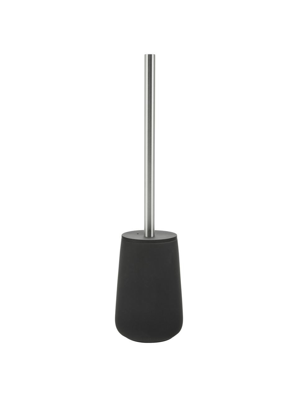 Toiletborstel Brush, Houder: porselein, Mat zwart, edelstaalkleurig, Ø 10 cm