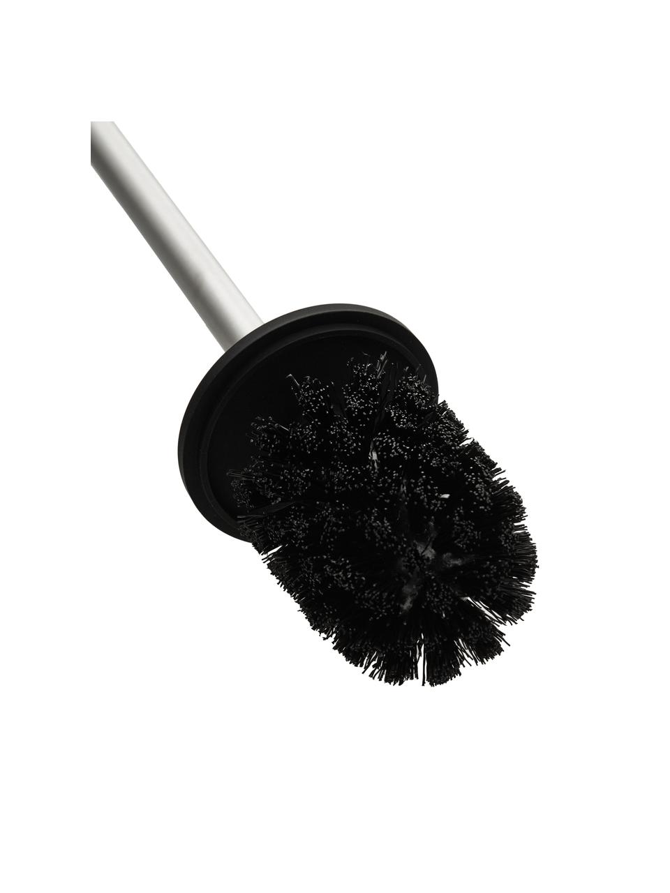 Brosse pour WC avec récipient en porcelaine Nova, Noir mat, acier inoxydable