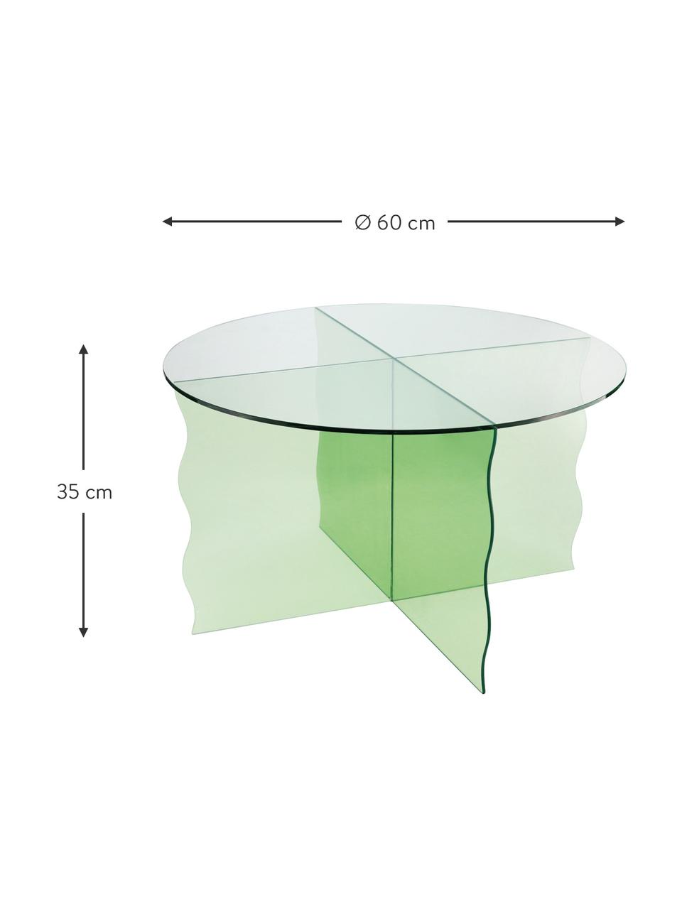 Mesa de centro redonda de vidrio Wobbly, Vidrio, Verde transparente, Ø 60 x Al 35 cm