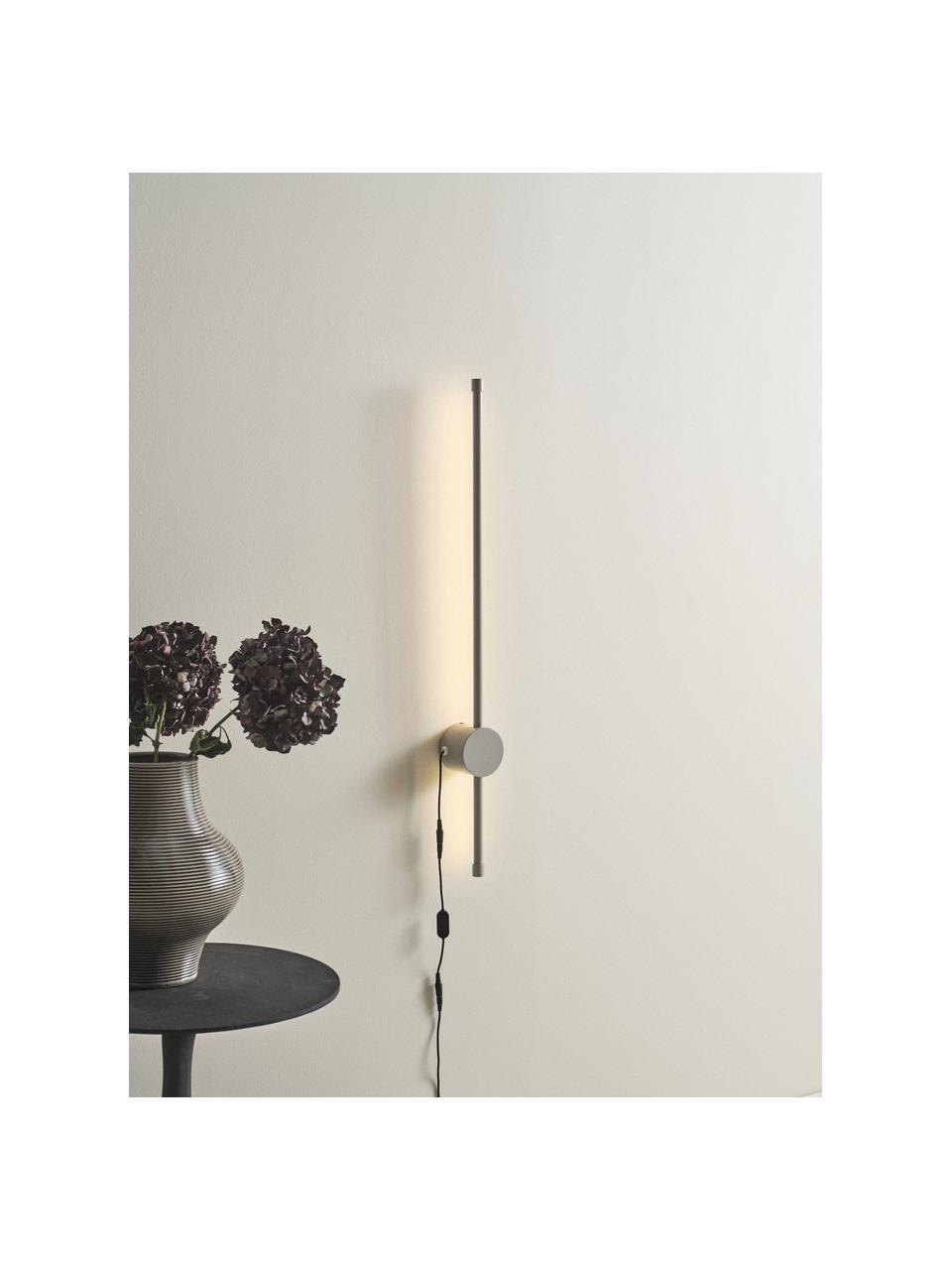 Dimbare LED wandlamp Aliso, Lamp: aluminium, gecoat, Lichtgrijs, B 80 x H 8 cm