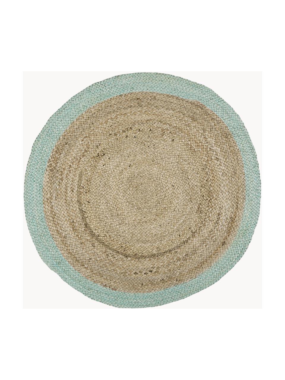 Tapis rond en jute fait main Shanta, 100 % jute

Le toucher des tapis en jute peut être rugueux, ils ne sont pas adaptés aux contacts directs avec la peau, Brun, vert menthe, Ø 200 cm (taille L)