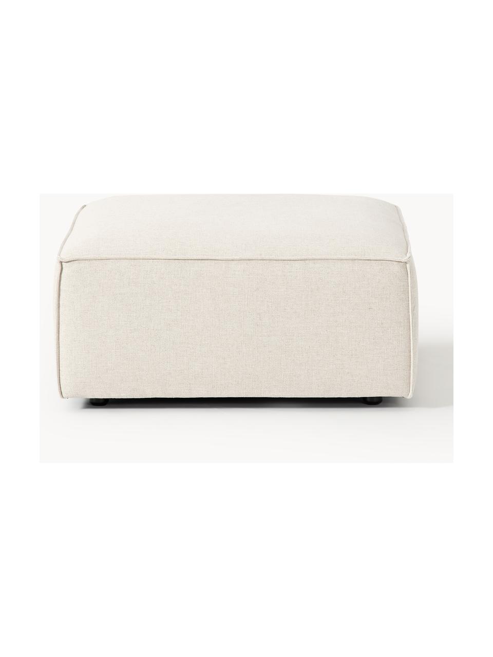 Pouf en mélange de lin Lennon, Mélange de lin beige, larg. 88 x prof. 88 cm