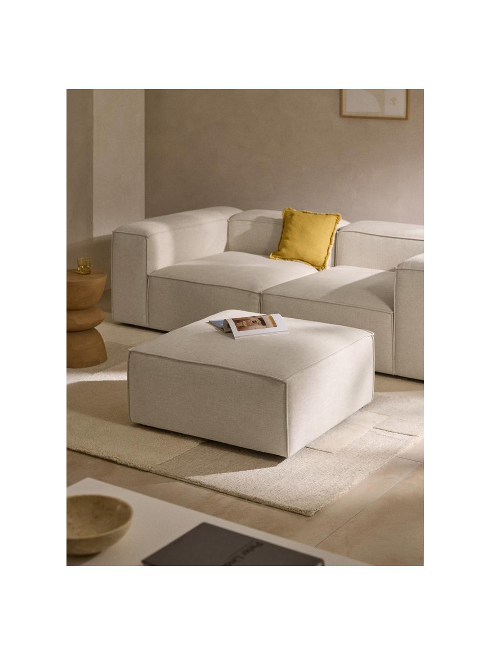 Pouf en mélange de lin Lennon, Mélange de lin beige, larg. 88 x prof. 88 cm