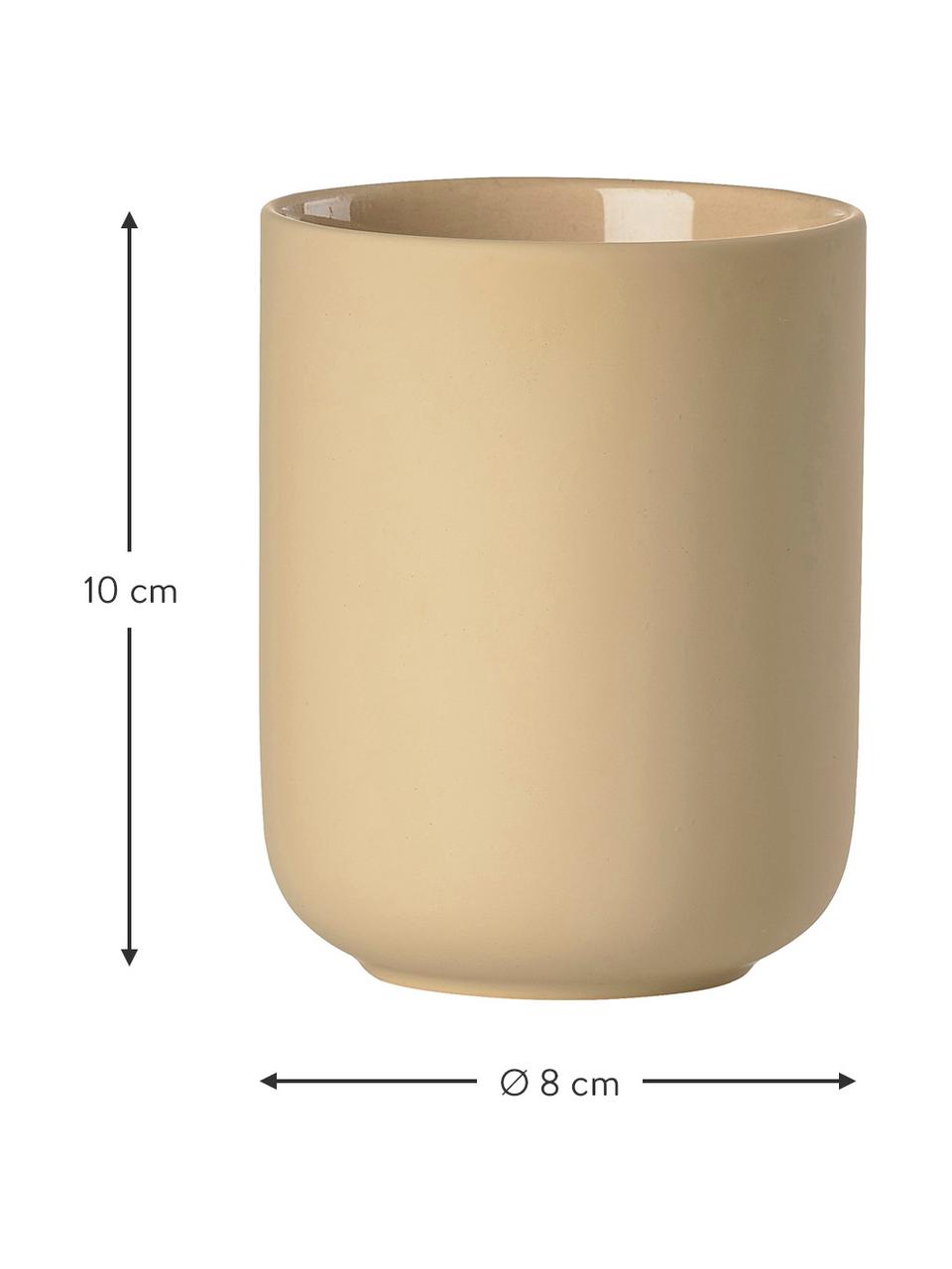 Vaso cepillo de dientes Ume, Gres, Arena, Ø 8 x Al 10 cm