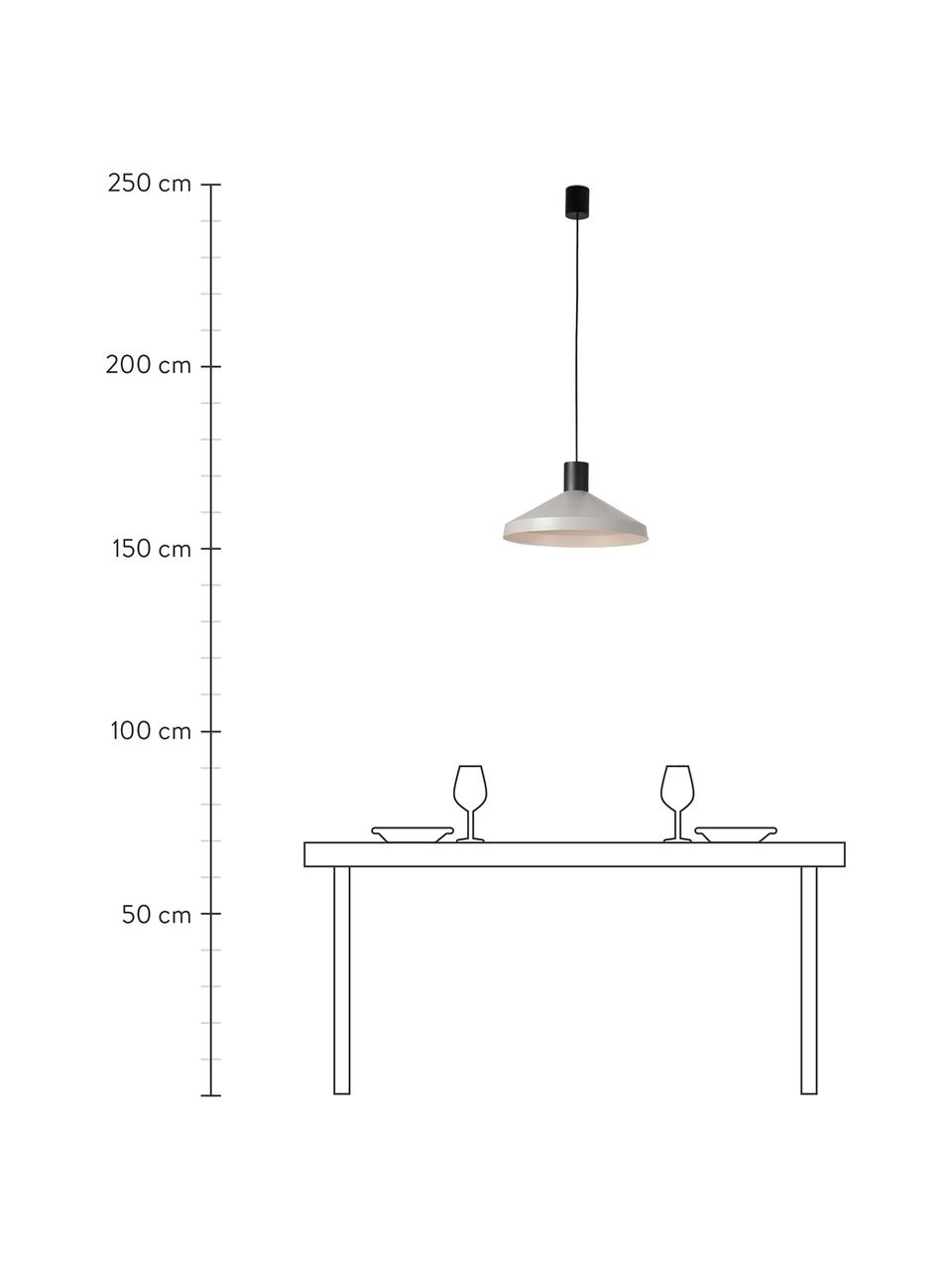 Lampada a sospensione grigia Kombo, Paralume: metallo rivestito, Decorazione: metallo rivestito, Baldacchino: metallo rivestito, Grigio, nero, Ø 40 x Alt. 21 cm