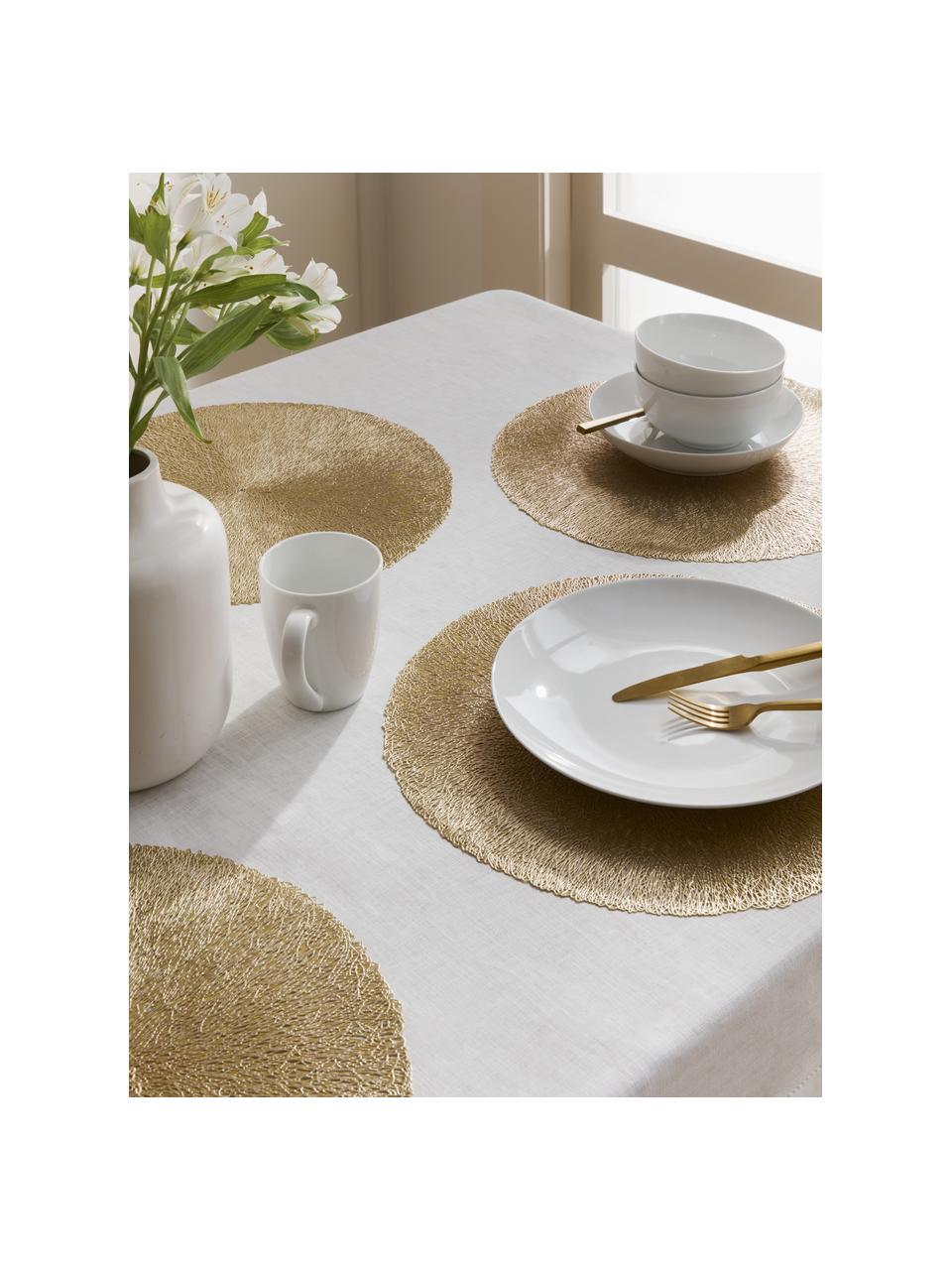 Ronde placemats Linda, 6 stuks, Kunststof, Goudkleurig, Ø 38 cm