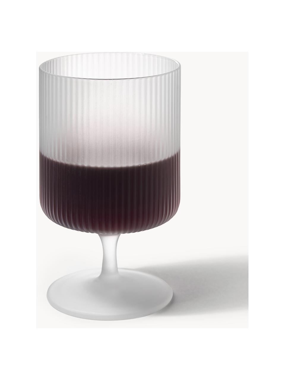 Bicchieri da vino in vetro soffiato con scanalatura in rilievo Ripple 2 pz, Vetro soffiato, Semi trasparente opaco, Ø 8 x Alt. 13 cm, 270 ml