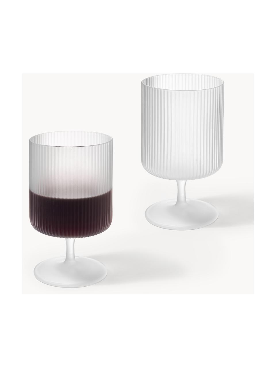 Verres à vin striés soufflés bouche Ripple, 2 pièces, Verre, soufflé bouche, Translucide, mat, Ø 8 x haut. 13 cm, 270 ml