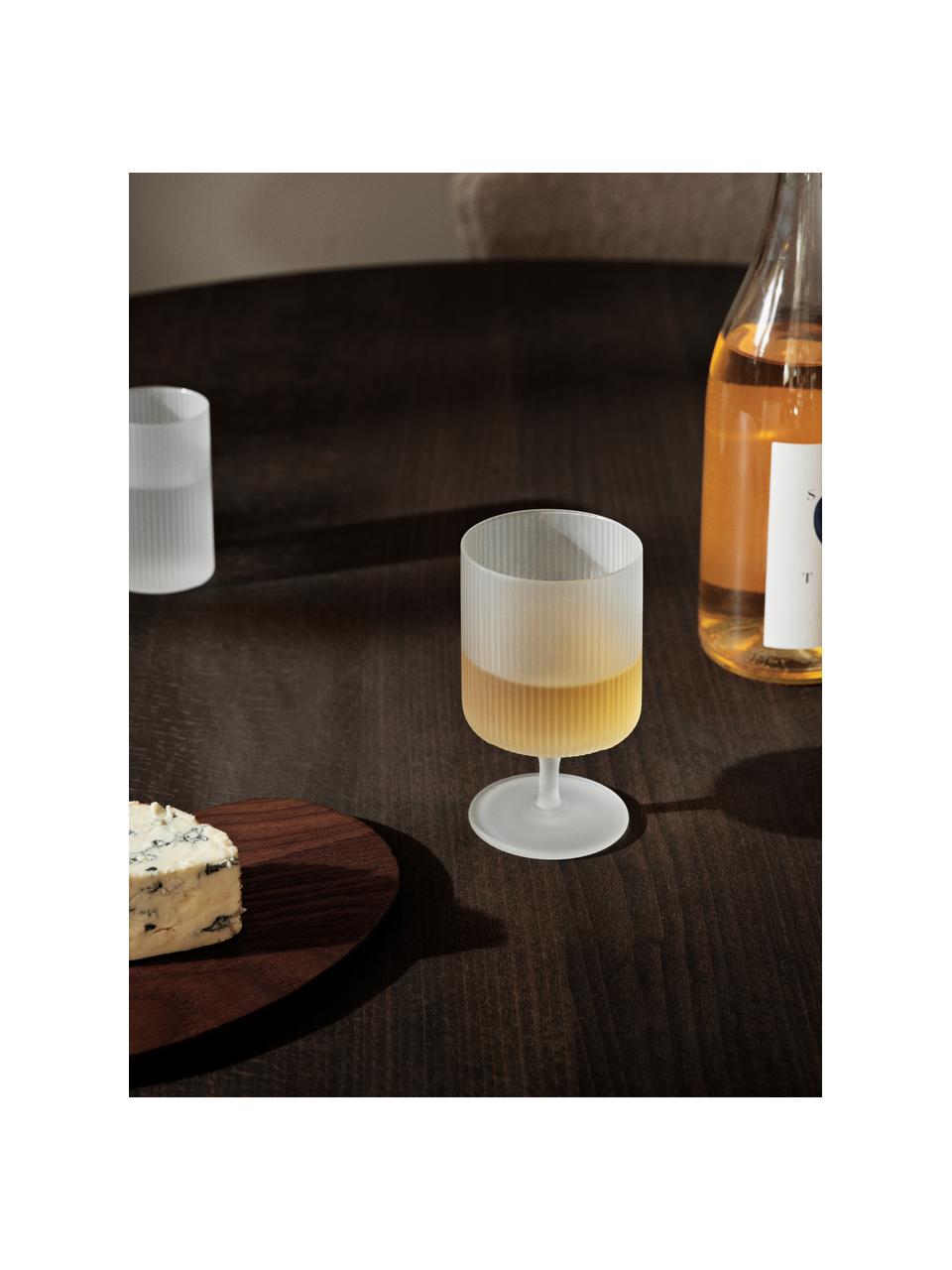 Bicchieri da vino in vetro soffiato con scanalatura in rilievo Ripple 2 pz, Vetro soffiato, Semi trasparente opaco, Ø 8 x Alt. 13 cm, 270 ml