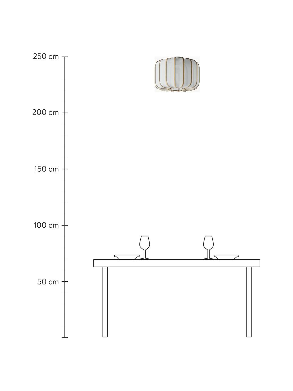 Plafoniera in bambù Salma, Paralume: tessuto, legno di bambù, , Baldacchino: metallo, Bianco, legno chiaro, Ø 40 x Alt. 28 cm