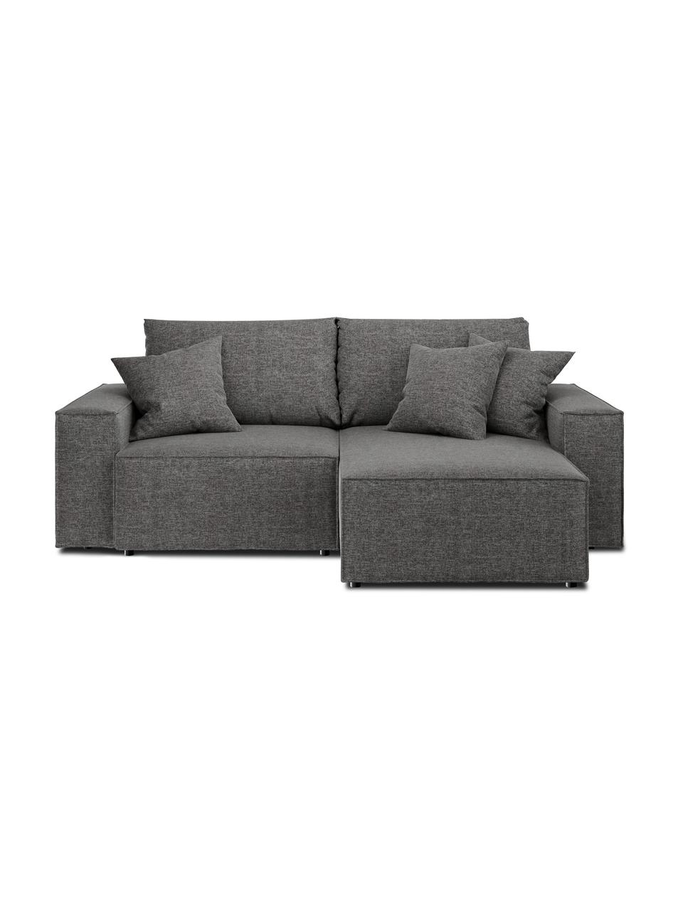 Sofa narożna z funkcją spania i miejscem do przechowywania Melow, Tapicerka: 100% poliester Dzięki tka, Nogi: tworzywo sztuczne, Szara tkanina, S 250 x G 150 cm