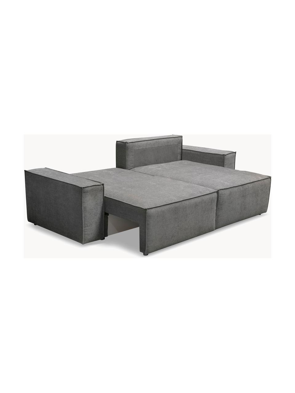 Sofá rinconera cama Melow (3 plazas), con espacio de almacenamiento, Tapizado: 100% poliéster Alta resis, Asiento: espuma fría, espuma de po, Estructura: madera dura, madera bland, Patas: plástico, Tejido gris, An 250 x F 150 cm