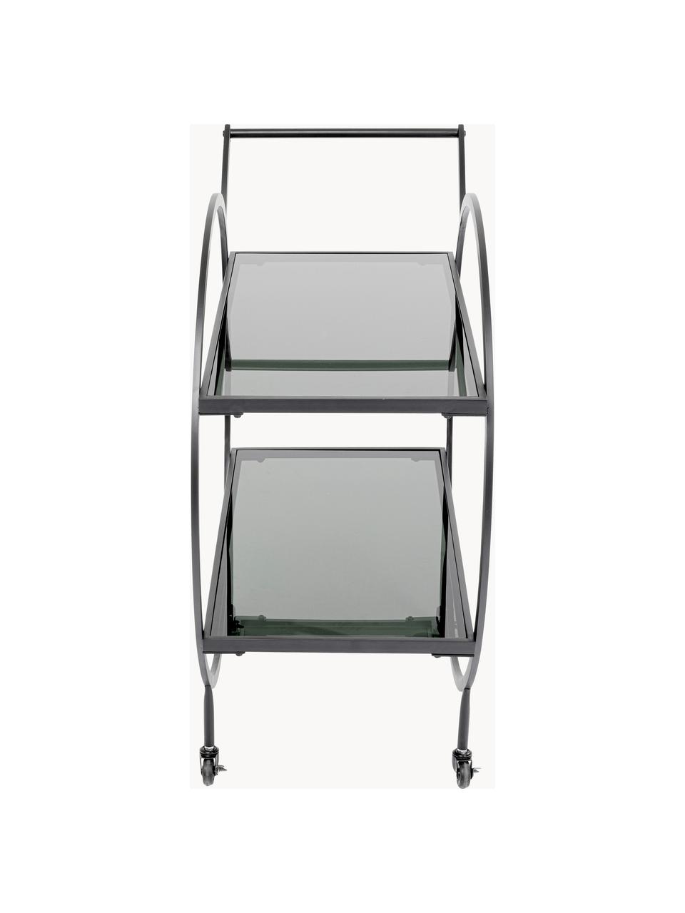 Kovový servírovací vozík so sklenenými doskami Loft, Čierna, Š 74 x V 85 cm