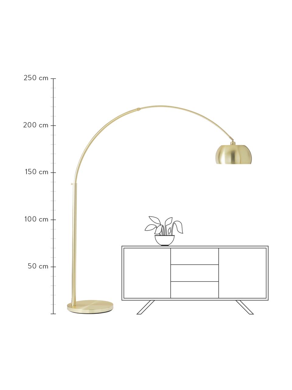 Große Bogenlampe Bowie, Messingfarben, Ø 32 x H 202 cm