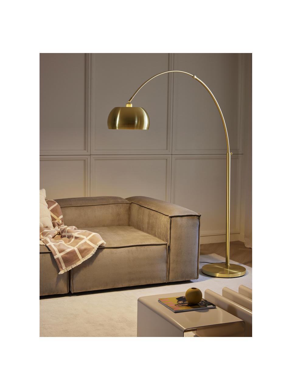 Grote booglamp Bowie, Lamp: gepoedercoat metaal, Goudkleurig, H 202 cm