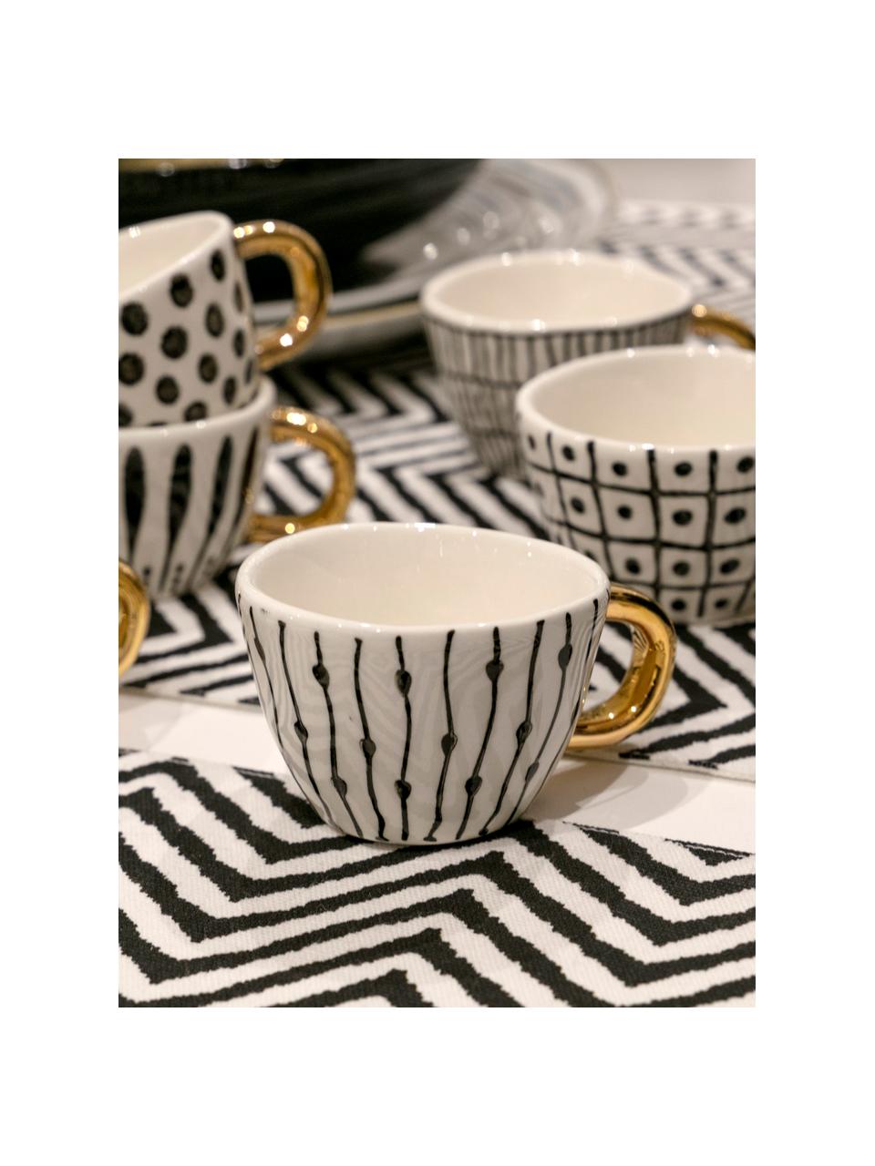 Ensemble de tasses à café Masai, 6 élém., Noir, blanc, couleur dorée