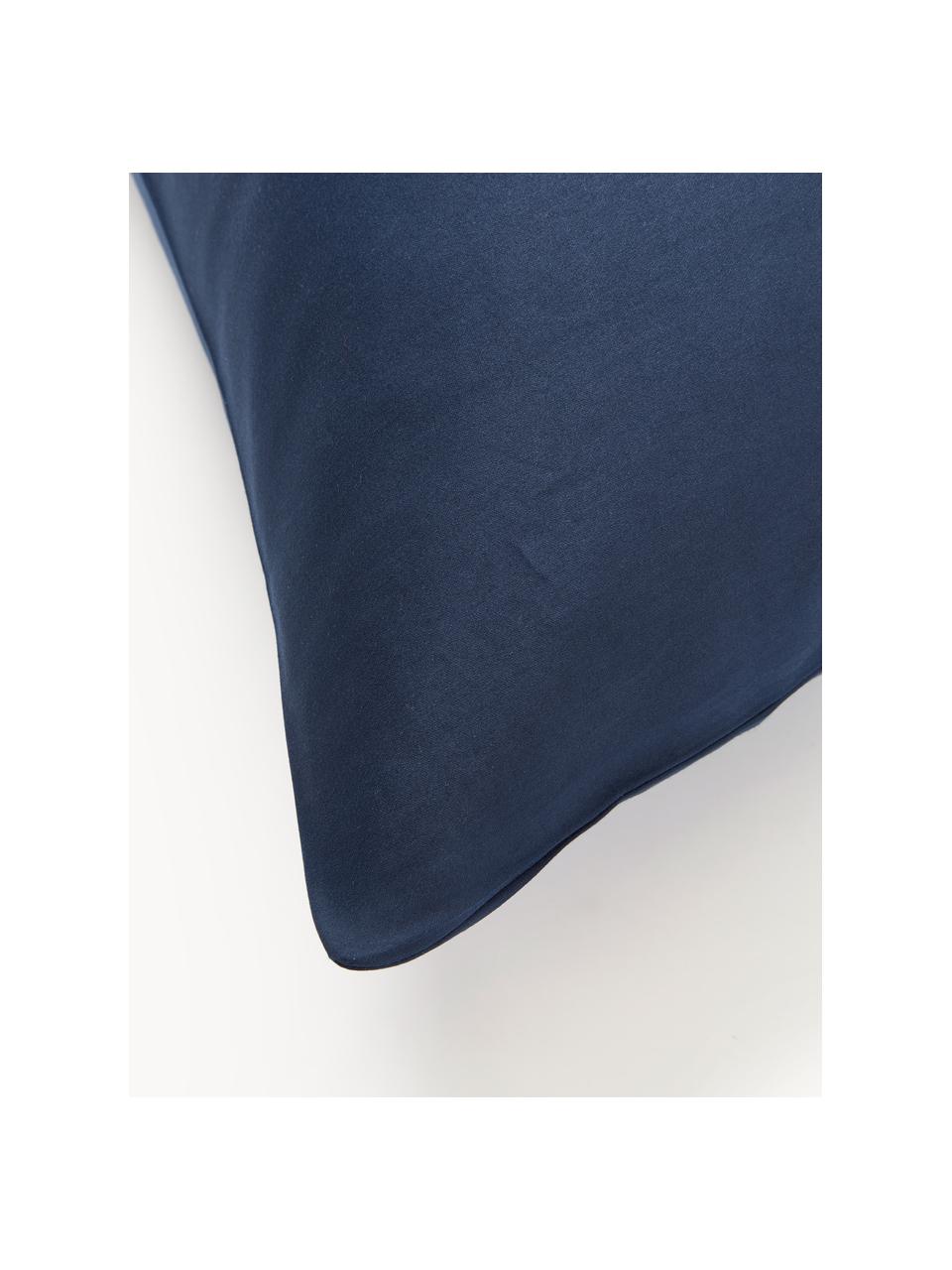 Taie d'oreiller en satin de coton Comfort, Bleu foncé, larg. 50 x long. 70 cm