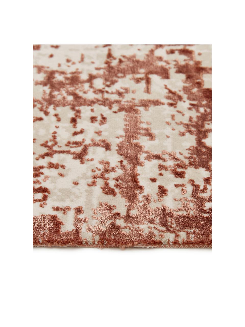 Schimmernder Teppich Cordoba mit Fransen, Vintage Style, Flor: 70% Acryl, 30% Viskose, Terrakotta, Beige, B 80 x L 150 cm (Grösse XS)