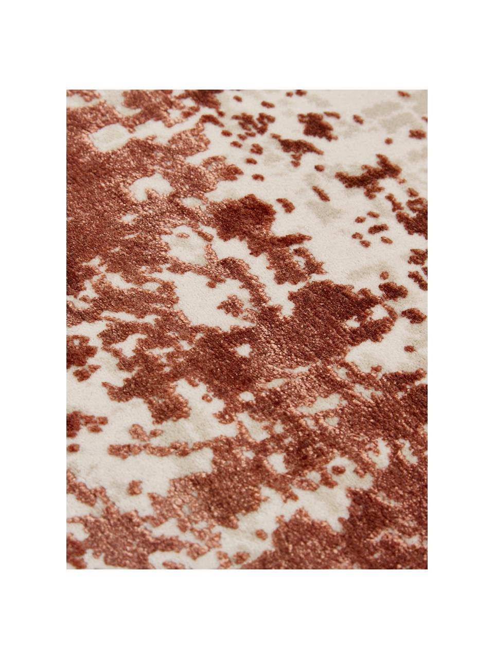 Schimmernder Teppich Cordoba mit Fransen, Vintage Style, Flor: 70% Acryl, 30% Viskose, Terrakotta, Beige, B 80 x L 150 cm (Grösse XS)