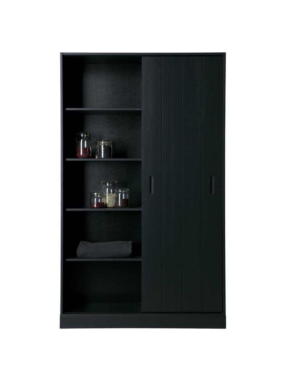 Schrank Move mit 1 Schiebetür in Schwarz, Kiefernholz, lackiert, Schwarz, B 120 x H 200 cm